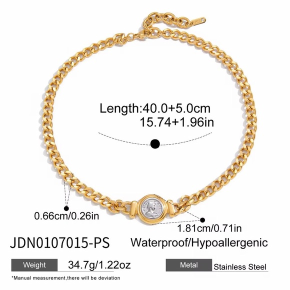 18K Gold Plated Silver Coin Necklace - Picture 6 of 7